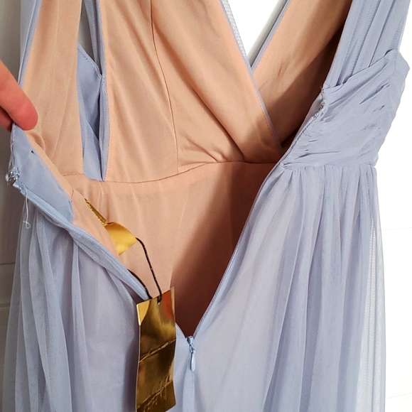 Light blue, floor length mesh dress - Picture 5 of 7